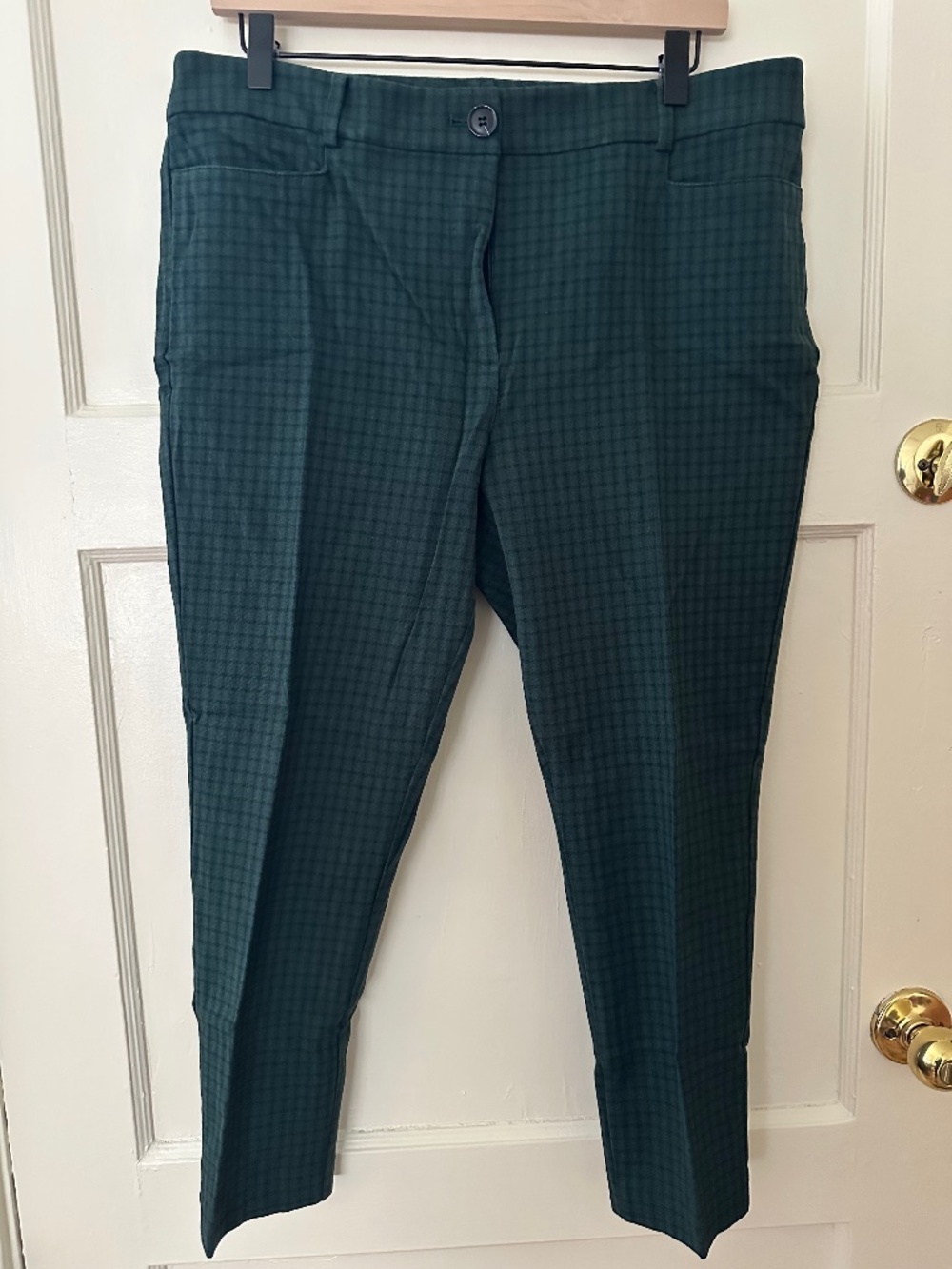 LOFT Sutton Skinny Pant in Dark Green Plaid 14 Petite (14P)
